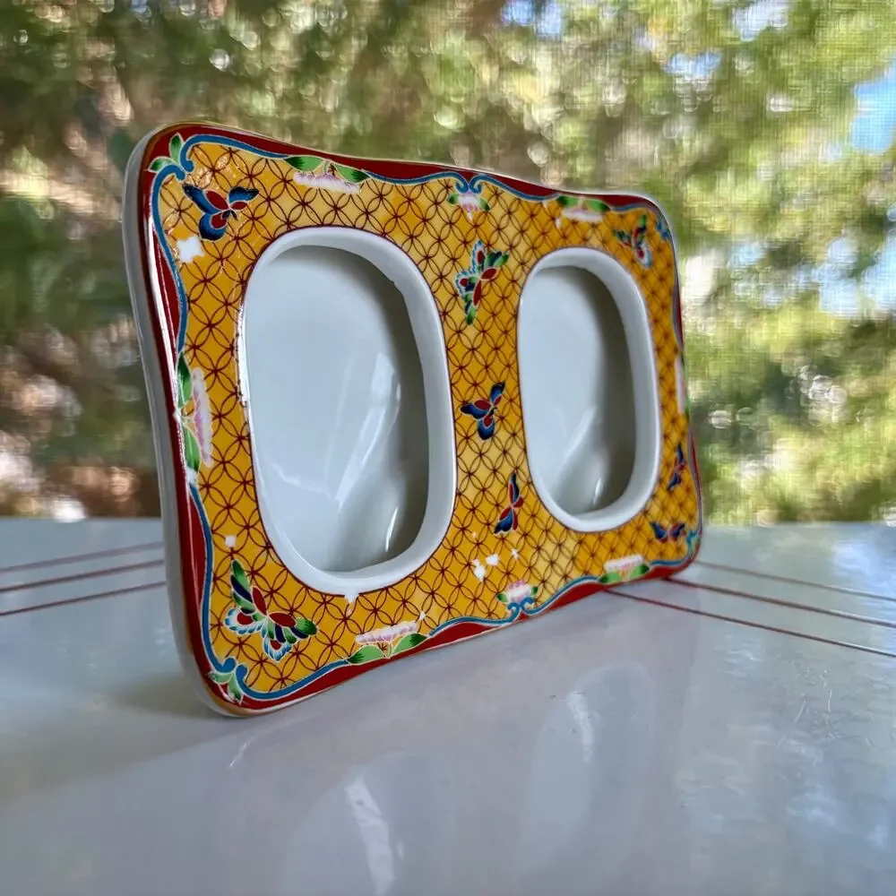 Vintage Takahashi San Francisco Double Picture Frame, Japan Cloisonne